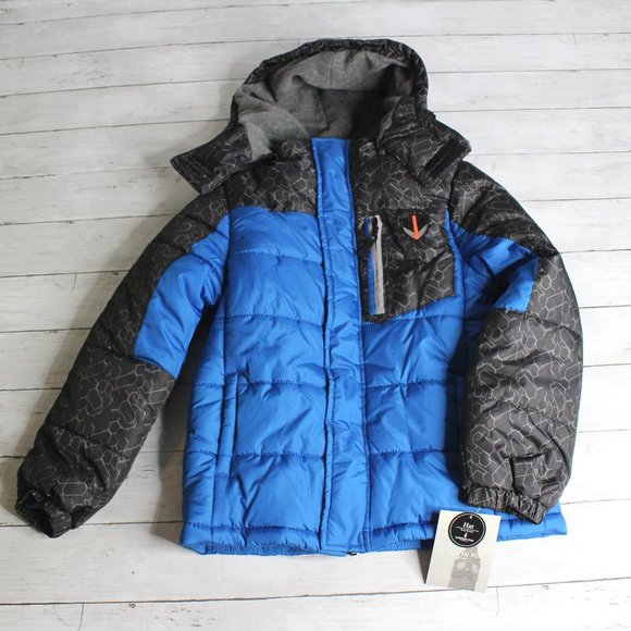 London Fog Boy's Hooded Puffer Jacket Youth Size 10 12 Winter Coat Blue - Picture 1 of 6